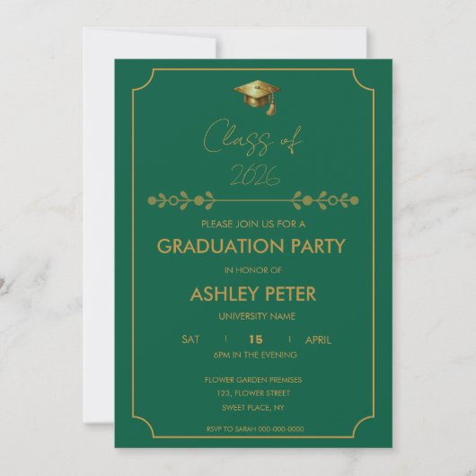 Invitation minimale et élégante de fête de fin d'é (Devant)