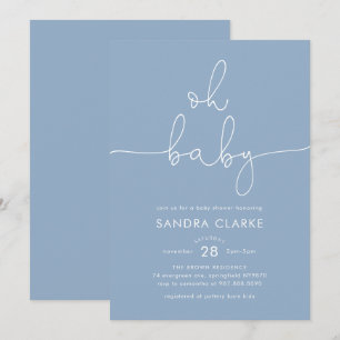 Invitation minimale et moderne de shower bébé bleu