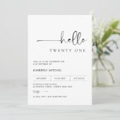 Invitation minimale et moderne pour un 21e anniver (Debout devant)