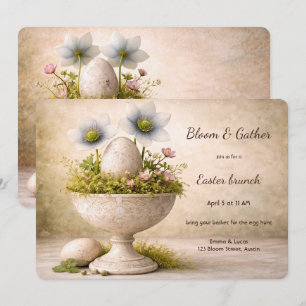 Invitation minimale florale de Pâques pour un brun