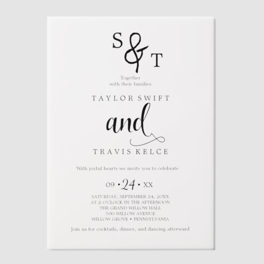 Invitation minimale moderne en vélin (Recto)