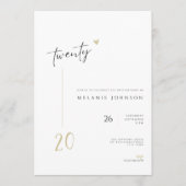 Invitation minimale moderne pour 20e anniversaire (Devant)