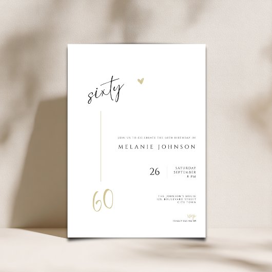 Invitation minimale moderne pour les 60 ans