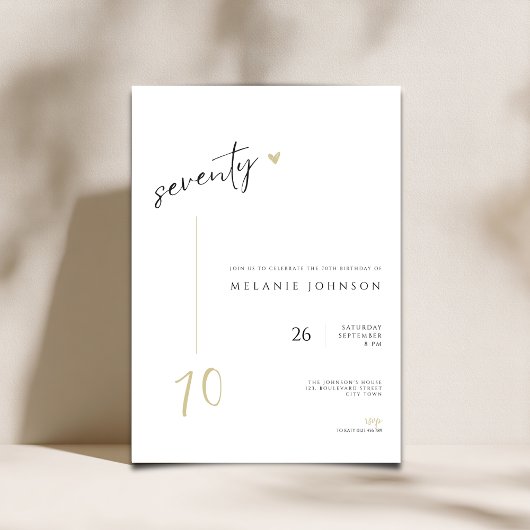 Invitation minimale moderne pour les 70 ans