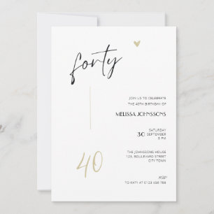 Invitation minimale pour 40e anniversaire Noir et