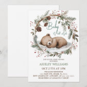 Invitation minimale pour bébé ours en forêt (Devant / Derrière)