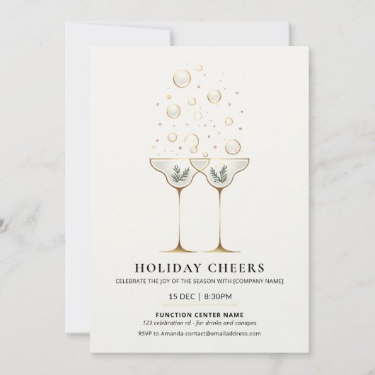 Invitation minimale pour la fête de Noël Holiday C (Devant)