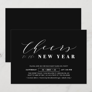 Invitation minimale pour la soirée du Nouvel An de