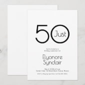 Invitation minimale pour les 50 ans de Just Fifty (Devant / Derrière)