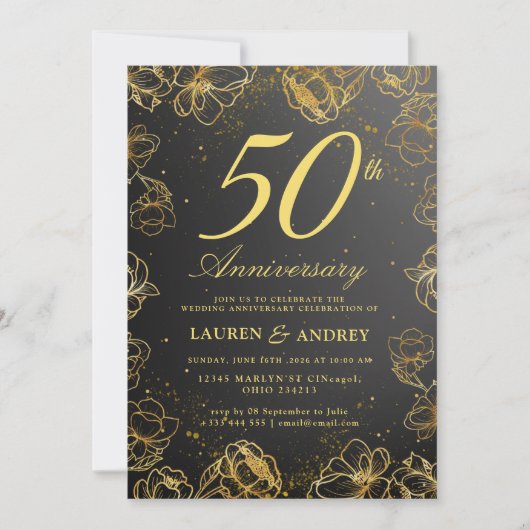 Invitation minimale pour les 50 ans de mariage (Devant)