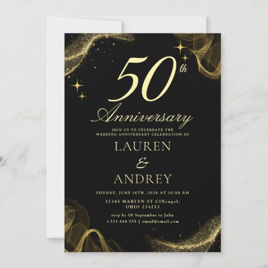 Invitation minimale pour les 50 ans de mariage (Devant)