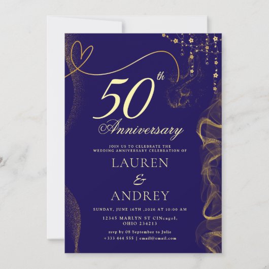 Invitation minimale pour les 50 ans de mariage (Devant)