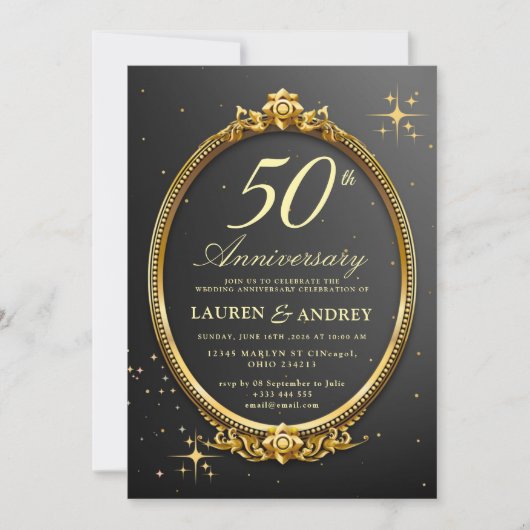 Invitation minimale pour les 50 ans de mariage (Devant)
