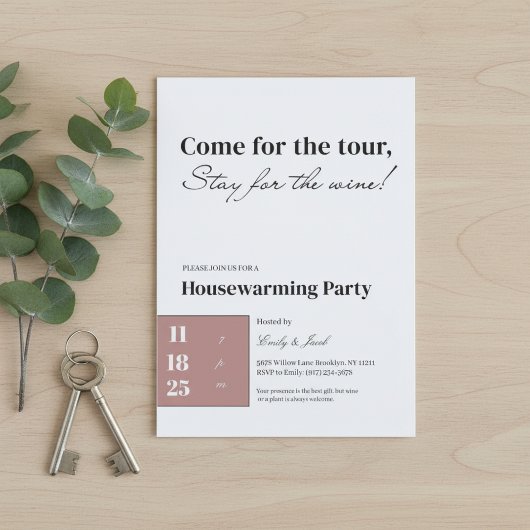 Invitation minimale pour pendaison de crémaillère