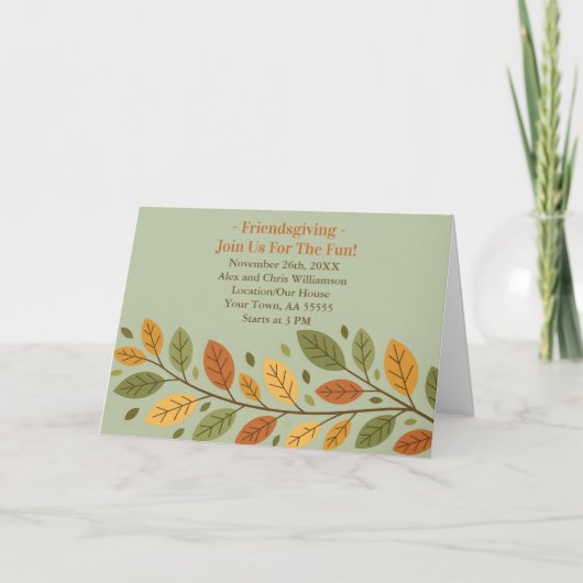 Invitation minimale pour un dîner de Friendsgiving (Devant)