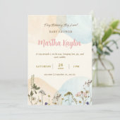Invitation minimale pour une baby shower aux coule (Debout devant)