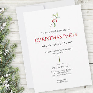 Invitation minimale pour une fête de Noël de Holly