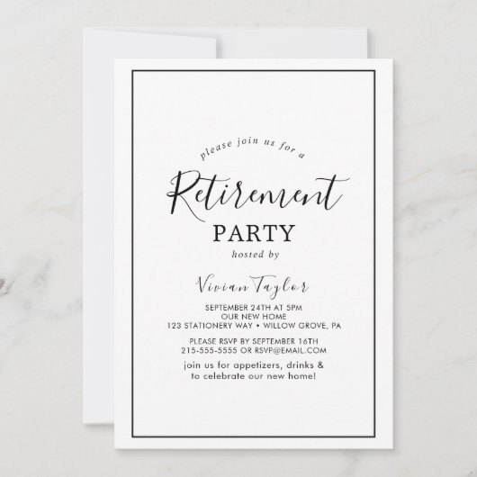Invitation minimale pour une fête de retraite (Devant)