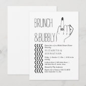Invitation minimale texte brunch et champagne (Devant / Derrière)