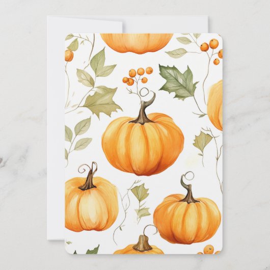 Invitation Minimale Un Peu Citrouille L'Automne Feuille Baby  (Dos)