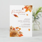 Invitation Minimale Un Peu Citrouille L'Automne Feuille Baby (Debout devant)
