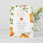 Invitation Minimale Un Peu Citrouille L'Automne Feuille Baby (Debout devant)