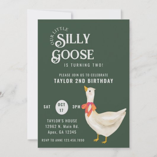 Invitation Minimalisme С lassique Silly Goose Anniversaire (Devant)