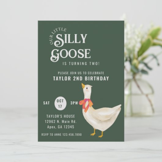 Invitation Minimalisme С lassique Silly Goose Anniversaire (Debout devant)