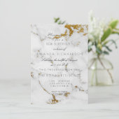 Invitation Minimalisme Anniversaire Marbre Gris Blanc Or (Debout devant)