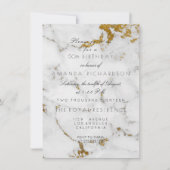 Invitation Minimalisme Anniversaire Marbre Gris Blanc Or (Devant)