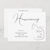 Invitation Minimalisme assis Chat Noir & Blanc Ménage (Devant / Derrière)