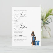 Invitation Minimalisme avec mariage de chien Doberman (Debout devant)