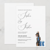 Invitation Minimalisme avec mariage de chien Doberman (Devant / Derrière)