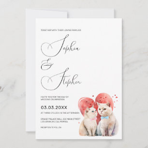 Invitation Minimalisme avec un Mariage de chats
