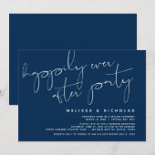 Invitation Minimalisme Bleu Nuit, Mariage Fête d'Elopement (Devant / Derrière)