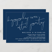 Invitation Minimalisme Bleu Nuit, Mariage Fuite de Noces (Devant / Derrière)