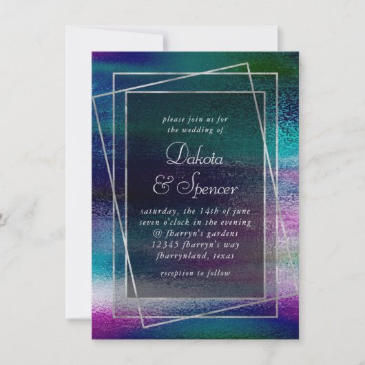 Invitation Minimalisme clinquant | Mariage holographique Irid (Devant)