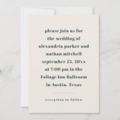 Invitation Minimalisme coloré | Mariage charbon et crème (Devant)