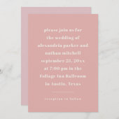 Invitation Minimalisme coloré | Rose moderne (Devant / Derrière)