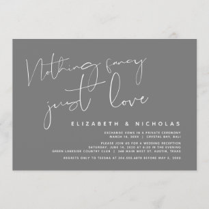 Invitation Minimalisme Gris foncé, Mariage Fuite de noces