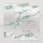 Invitation Minimalisme Gris Marbre Argent Vert Menthe Anniver (Devant / Derrière)