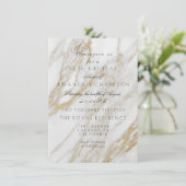 Invitation Minimalisme Gris Or Blanc Marbre Anniversaire (Debout devant)
