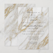 Invitation Minimalisme Gris Or Blanc Marbre Fête (Devant / Derrière)