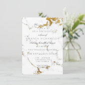 Invitation Minimalisme Marbre de Carrare blanc Anniversaire O (Debout devant)