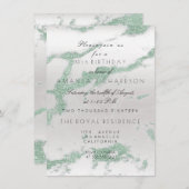 Invitation Minimalisme Marbre gris Marbre Argent Mint Green B (Devant / Derrière)