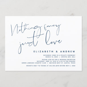 Invitation Minimalisme Navy Blue, Parti de l'Elopement Mariag