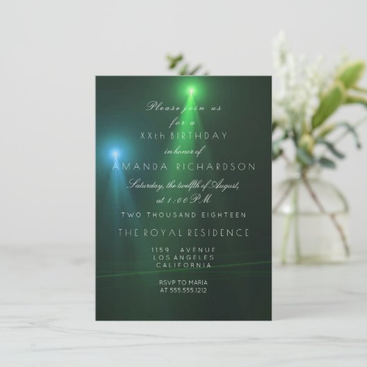 Invitation Minimalisme Ombre Sarcelle Vert Tropical Profond p (Debout devant)