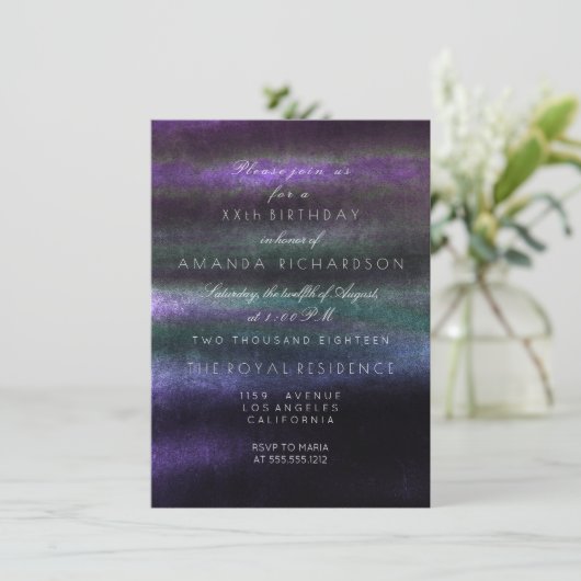 Invitation Minimalisme Ombre Turquoise Violet Marine Vert Tro (Debout devant)