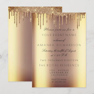 Invitation Minimalisme Paillettes Dorées Anniversaire Ombre S