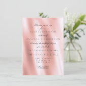 Invitation Minimalisme Rose Blush Silk Fabric Or Anniversaire (Debout devant)